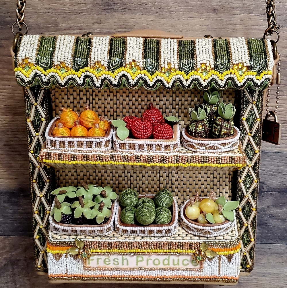 Nwt Mary Frances  Beaded "Fresh Poduce" Rare Crossbody